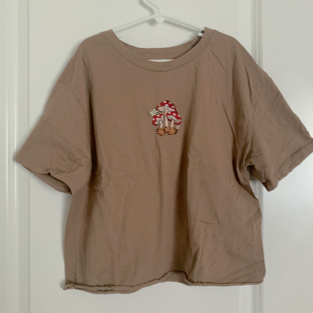 Tan Mushroom Boxy Crop Top